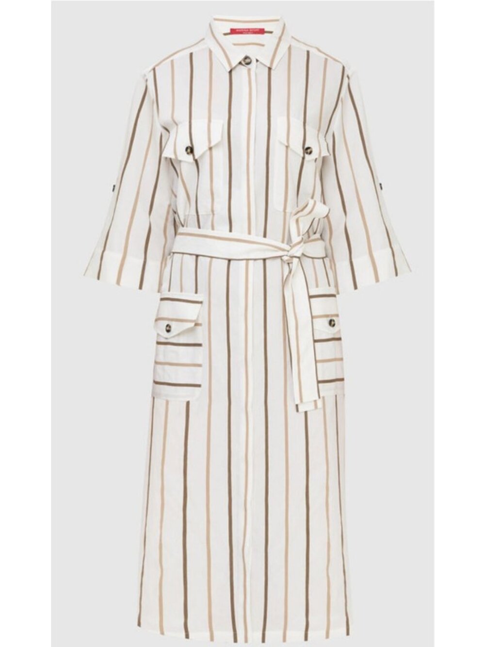 NWT Marina Rinaldi Sport Striped Viscose Shirt Dress White Size US 20 $585 [jb]